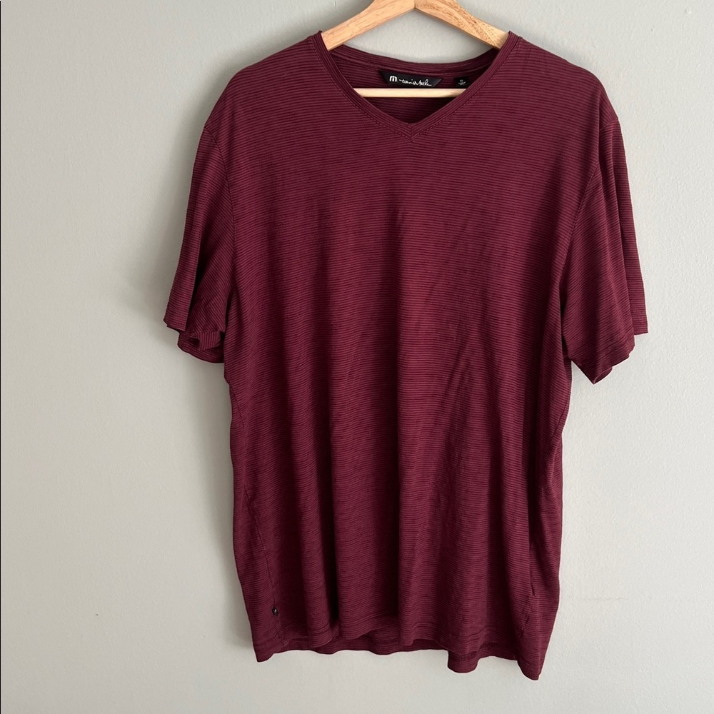 Travis Mathew Pima Cotton Maroon V neck Short Sleeve Tee XL